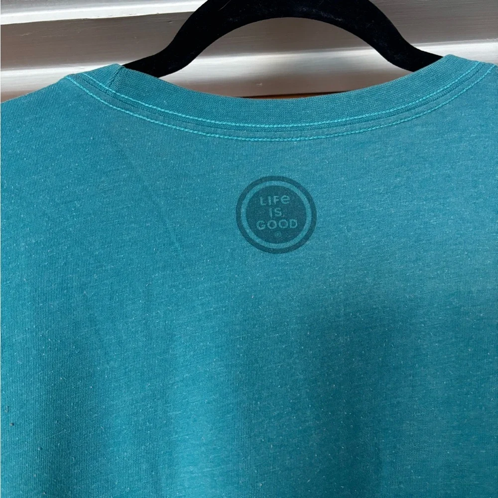 Life Is Good Teal Frequent Flyer Men's Tee
